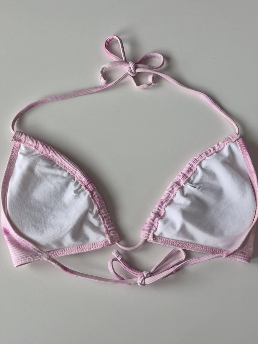 Light Pink Ribbed Triangle Bikini Top - Picture 2 of 5